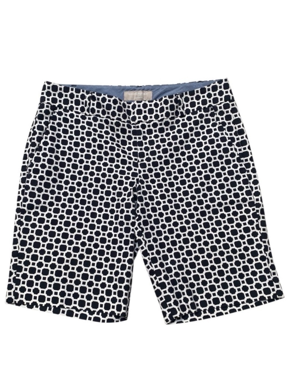 Banana Republic Factory Hampton Fit Bermuda Shorts Navy Print Petite 2P